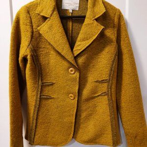 MARISA & MARIE Italian Made Wool Blend Tailored Blazer - Mustard - Size L/M